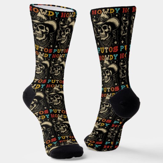 Howdy Putos Funny Skull Retro  Sokken (Gebogen)