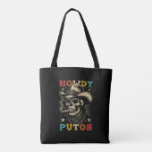 Howdy Putos Funny Skull Retro Tote Bag (Achterkant)