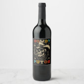 Howdy Putos Funny Skull Retro  Wijn Etiket (Voorkant)