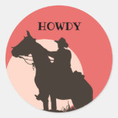 Howdy Ranch Cowboy Horse Western Ronde Sticker (Voorkant)