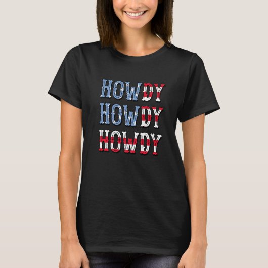 Howdy Retro Cowgril & Cowboy Western Rodeo Texas 4 T-shirt (Voorkant)