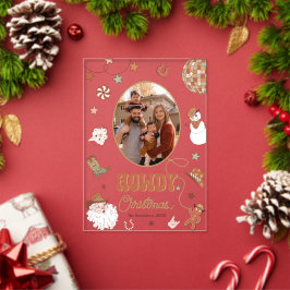 Howdy Retro Westerne Familie Foto Kerst Kaart Acryl Uitnodigingen