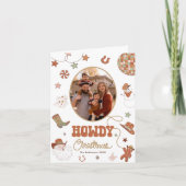 Howdy Retro Westerne Familiefoto Kerst Feestdagen Kaart (Voorkant)