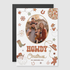 Howdy Retro Westerne Foto Kerst Magnetische Kaart