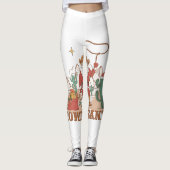 Howdy Santa Claus Cowboy Western Kerstmis PJ Paja Leggings (Voorkant)