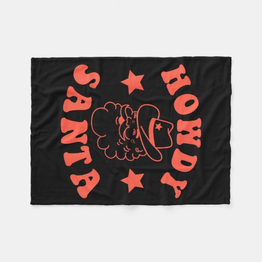 Howdy Santa Claus Retro Groovy Cowboy Western Chri Fleece Deken (Voorkant (Horizontaal))