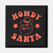 Howdy Santa Claus Retro Groovy Cowboy Western Chri Magneet (Voorkant)