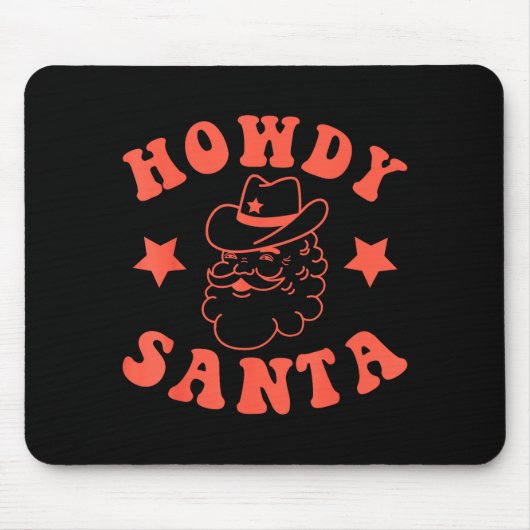 Howdy Santa Claus Retro Groovy Cowboy Western Chri Muismat (Voorkant)