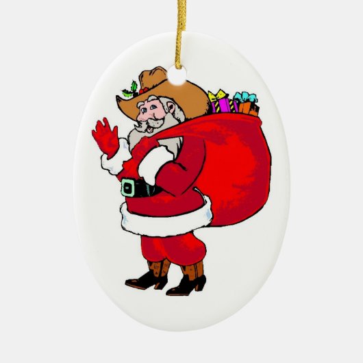 Howdy Santa - Oval Ornament (Voorkant)