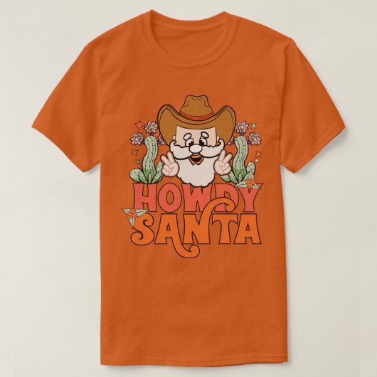 Howdy Santa Western Cowboy Kerstcadeau T-shirt (Design voorkant)