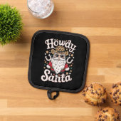 Howdy Santa Western Cowboy Rodeo kerstcadeau Pannenlap (Top down)