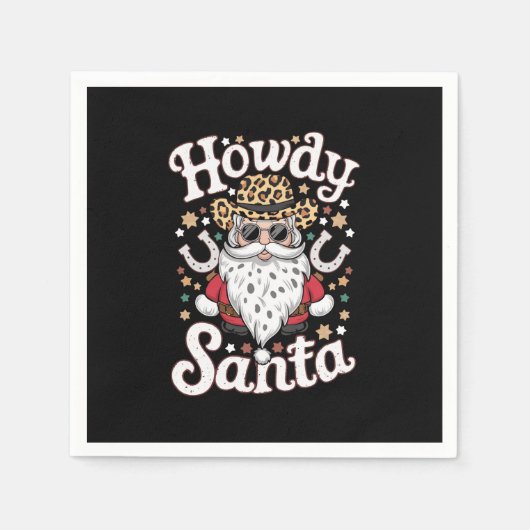 Howdy Santa Western Cowboy Rodeo kerstcadeau Servet (Voorkant)