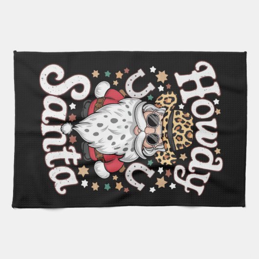 Howdy Santa Western Cowboy Rodeo kerstcadeau Theedoek (Horizontaal)