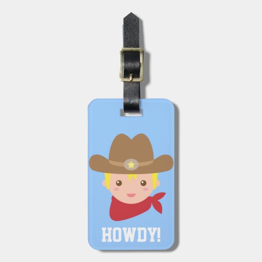 Howdy Schattigee Cowboy Boys gepersonaliseerd Baga Bagagelabel (Voorkant verticaal)