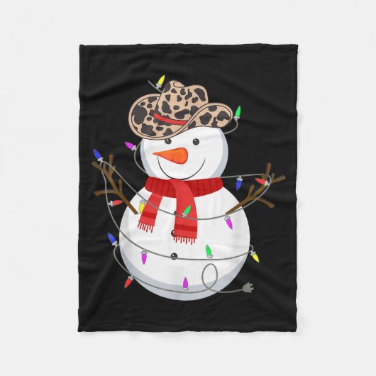 Howdy Snowman Funny Cowboy Hat Western Christmas 2 Fleece Deken (Voorkant)