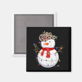Howdy Snowman Funny Cowboy Hat Western Christmas 2 Magneet (Voorkant / Achterkant)
