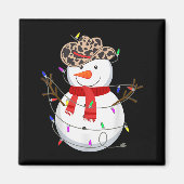 Howdy Snowman Funny Cowboy Hat Western Christmas 2 Magneet (Voorkant)