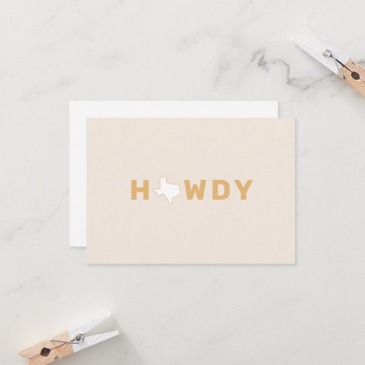 HOWDY Texas Blank Wenskaart Kaart (Voorkant / Achterkant in situ)