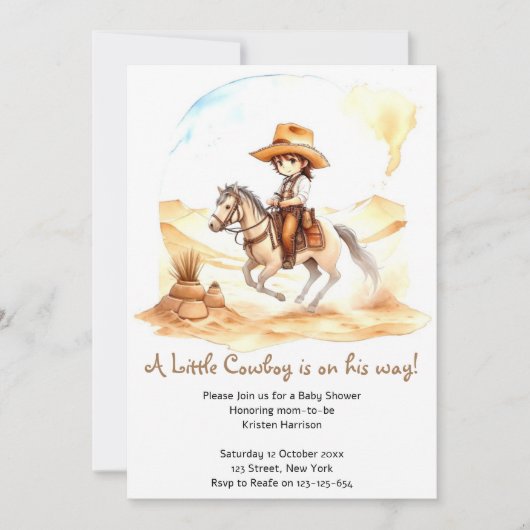 Howdy to Happiness: Cowboy Baby shower Kaart (Voorkant)