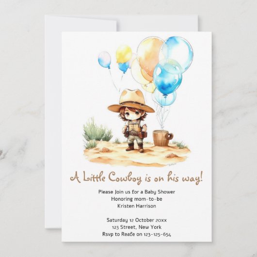 Howdy to Joy: Cowboy Wild West Baby shower Kaart (Voorkant)