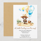 Howdy to Joy: Cowboy Wild West Baby shower Kaart (Voorkant / Achterkant)