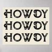 Howdy Typografie Western Wall Ranch Cabin Home Poster (Voorkant)