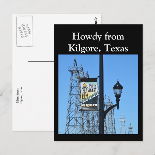 Howdy uit Kilgore, Texas, Oil Derricks on Main St. Briefkaart (Voorkant / Achterkant)