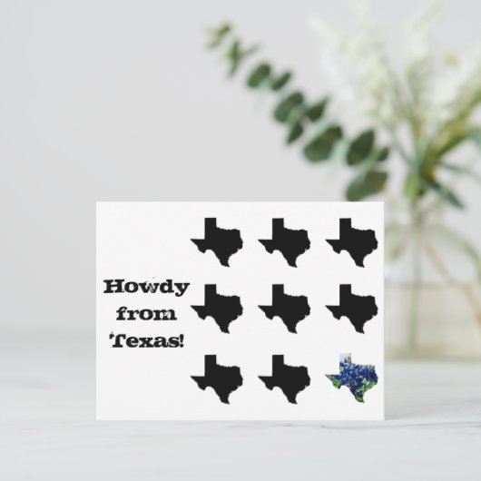 Howdy uit Texas briefkaart (Staand voorkant)