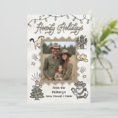 Howdy Vakantiefoto Western Hand getekend lasso Lij Feestdagenkaart (Staand voorkant)