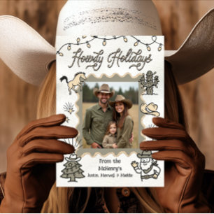 Howdy Vakantiefoto Western Hand getekend lasso Lij Feestdagenkaart