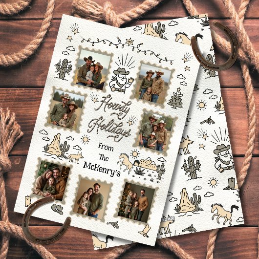 Howdy Vakantiefoto Western Hand getekend lasso Lij Feestdagenkaart