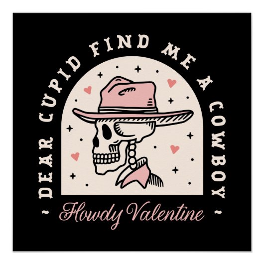 Howdy Valentijn cowboy donkere romance gothic zwar Perfect Poster (Voorkant)