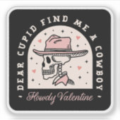 Howdy Valentijn cowboy donkere romance gothic zwar Sticker (Voorkant)