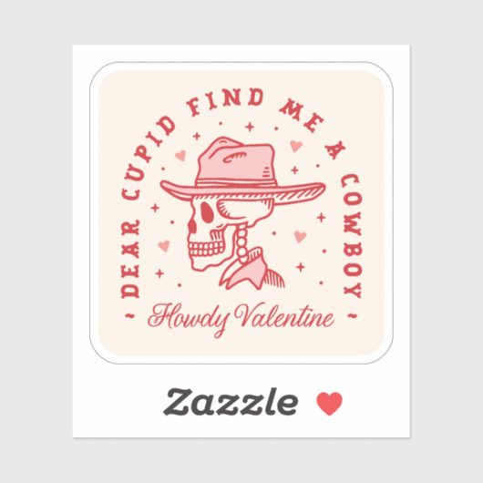 Howdy Valentijn cupido vind me een cowboy esthetie Sticker (Vel)