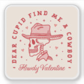 Howdy Valentijn cupido vind me een cowboy esthetie Sticker (Voorkant)