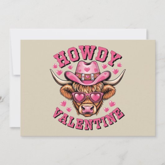 Howdy Valentijn Koe Valentijnse  Da&y Coquette Lie Feestdagenkaart (Voorkant)