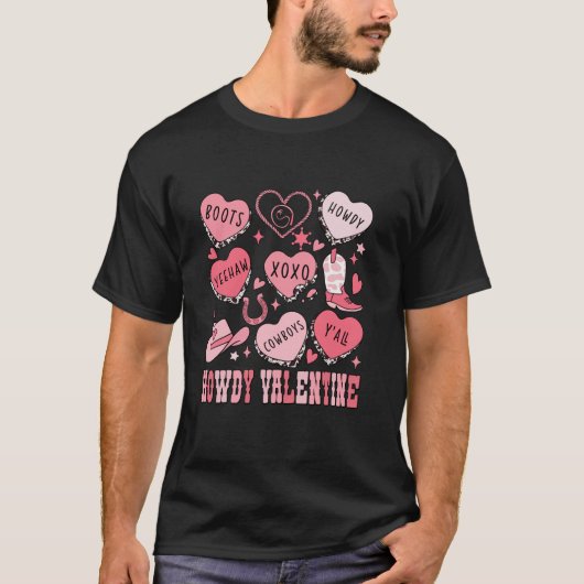 Howdy Valentijn Snoep Hart Groovy Retro Valentijn T-shirt (Voorkant)