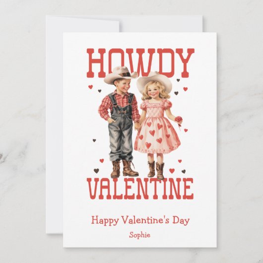 Howdy Valentijn westelijk kinder  Valentijnsdag Feestdagenkaart (Voorkant)