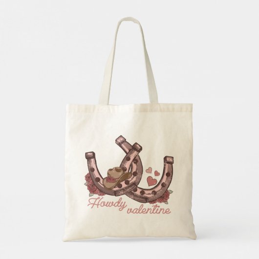 Howdy Valentijn Westerne Hoefijzers Tote Bag (Achterkant)