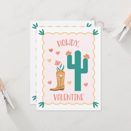 "Howdy Valentijn" Westerne Valentijnsdag Kaart (Voorkant / Achterkant in situ)