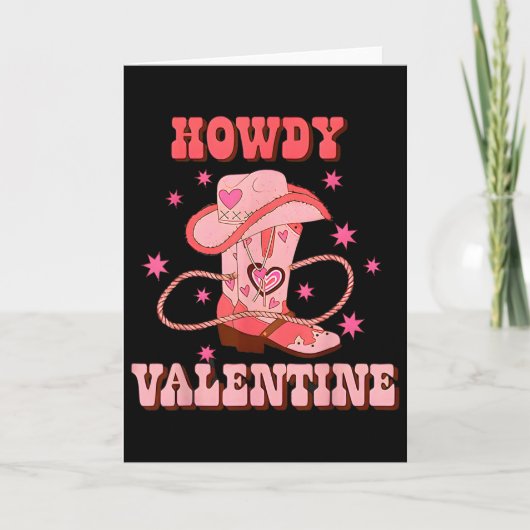 Howdy Valentine Western Boots Country Cowboy Valen Kaart (Voorkant)