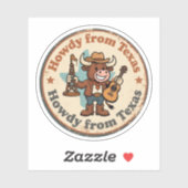 Howdy van Texas_ Retro Longhorn Westerne kunstwerk Sticker (Vel)
