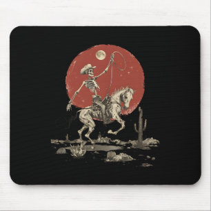 Howdy Western Cowboy Skeleton Riding Horse Muismat