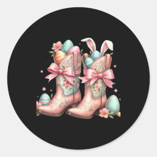 Howdy Western Paashaas Coquette Cowboy Boots E Ronde Sticker