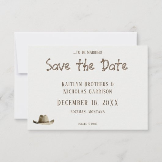 Howdy Western Rustic Watercolor Save The Date (Achterkant)