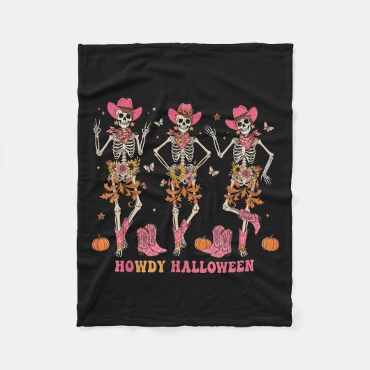 Howdy Western Skeleton Cowgirls Dancing Halloween  Fleece Deken (Voorkant)