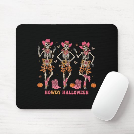 Howdy Western Skeleton Cowgirls Dancing Halloween  Muismat (Met muis)