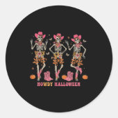 Howdy Western Skeleton Cowgirls Dancing Halloween  Ronde Sticker (Voorkant)