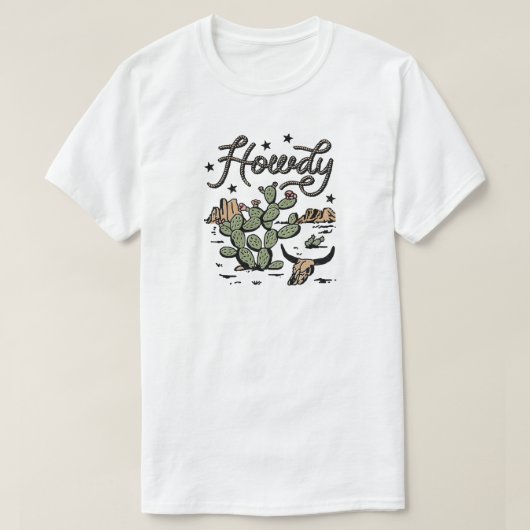 Howdy Westerne Cactus T-shirt (Design voorkant)