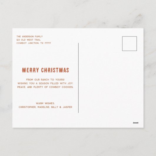 Howdy Westerne kerstfoto Feestdagenkaart (Achterkant)